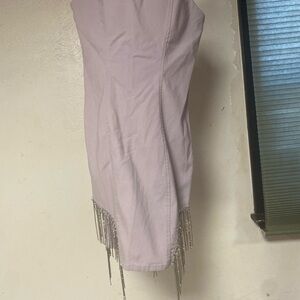 Haute Monde Lilac Skirt with Fringe Accent